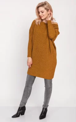 Best deal 😍 MKM Knitwear Design Oversized Jumper 👗 Dress In Mustard 🎉