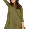 Outlet ✨ By Ooh La La Oversized Mini 👗 Dress With 3/4 Sleeves In Khaki 🛒