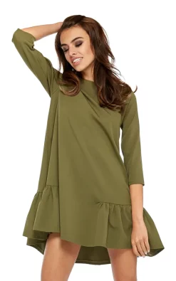 Outlet ✨ By Ooh La La Oversized Mini 👗 Dress With 3/4 Sleeves In Khaki 🛒