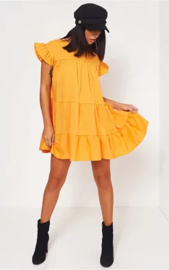 Wholesale 🔔 The Fashion Bible Luca Petite Orange Frill Smock 👗 Dress 🌟