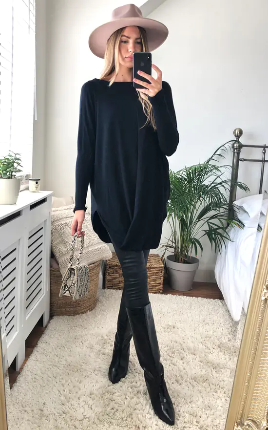 Budget ๐ Love Como Boat Neck Twist Knit In Black ๐ - Image 2