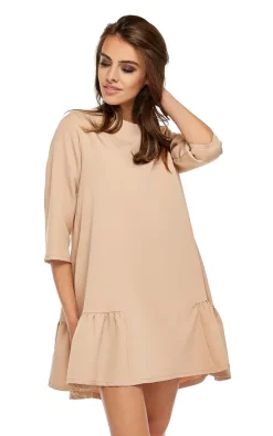 Cheapest 🥰 By Ooh La La Oversized Mini 👗 Dress With 3/4 Sleeves In Beige ✨