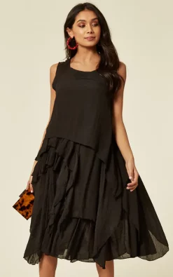 Discount ✔️ CY Boutique Asymmetric Layer Design 👗 Dress With Relaxed Fit In Black 😉