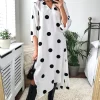 Hot Sale 🔔 D.Anna Oversized Polka Dot V Neck Midi 👗 Dress In Black And White. 🥰