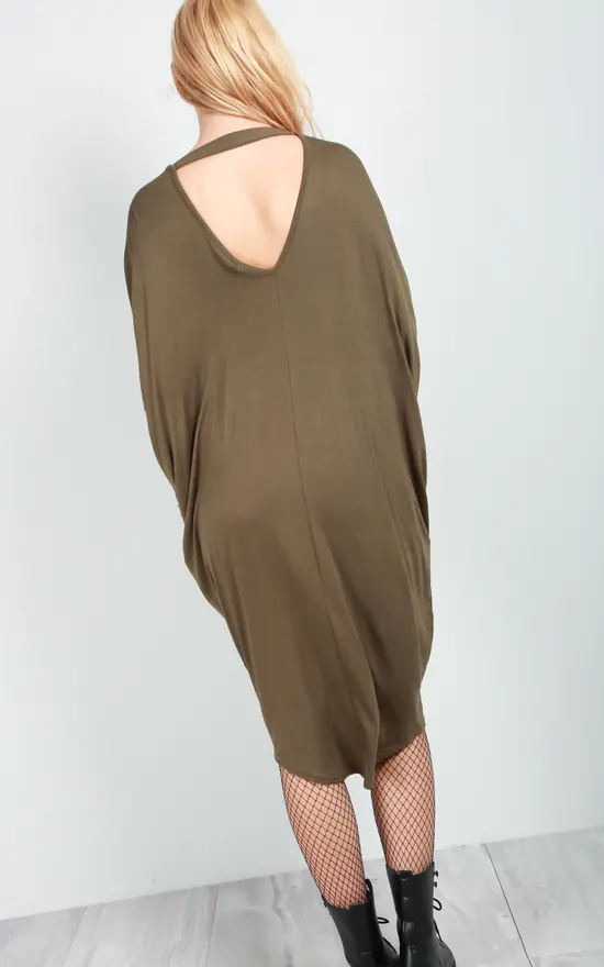 Budget ๐งจ Oops Fashion Kayley Mocha Long Sleeve Midi ๐ Dress With Open Back ๐ - Image 3