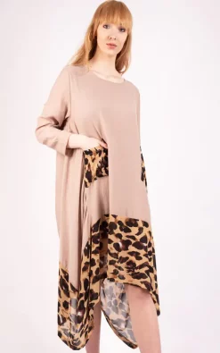 Buy 🎉 LOES House Oversized Asymmetric Tunic In Neutral/Leopard Print 🎉