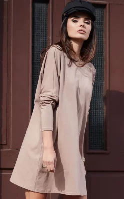 Brand new 😀 AWAMA Oversized Mini 👗 Dress With Long Sleeves In Beige 🤩