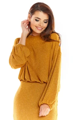 Best Sale 💯 AWAMA Long Sleeve Rib Knit Top In Yellow 😉
