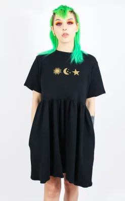 Buy 🌟 Tallulah's Threads Aim High Celestial Smock 👗 Dress In Black 😉