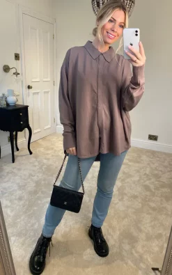 Flash Sale ✔️ Malissa J Collection Knitted 👕 Shirt Jumper In Mushroom 🔔