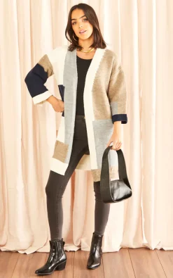 Brand new 🛒 Jenerique Multicolour Longline Knitted Cardigan In Navy 🎁