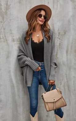 Brand new 🔥 FS Collection Chunky Pleat Oversized Cardigan In Dark Grey ⭐