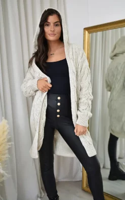 Promo 😀 IKRUSH Safia Longline Knitted Cardigan In Stone 😍