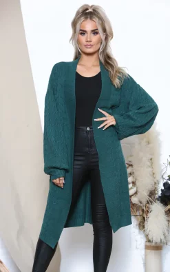 Buy ⭐ Lucy Sparks Green Cable Knit Relaxed Cardigan ✔️