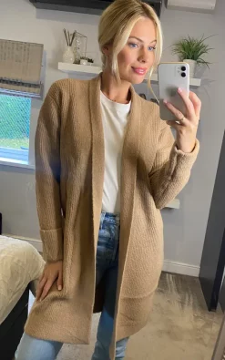 Best Sale 🔔 Yumi Knitted Long Cardigan In Camel 🧨
