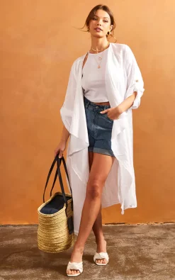 Outlet 🔥 Bella And Blue Long Waterfall Cardigan In White 🔔