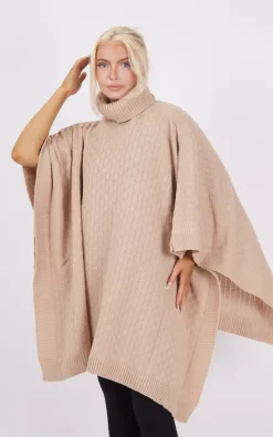 Hot Sale 😍 Boutique Store Beige Pull Over Poncho One Size Fit (10 20) ✔️