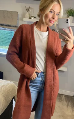Best reviews of ⭐ Yumi Knitted Long Cardigan In Rust ⭐