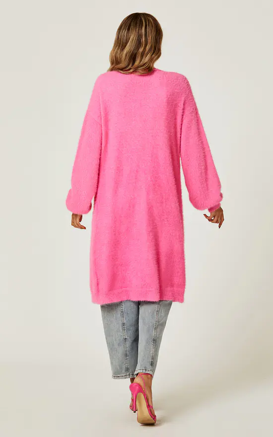Wholesale 😍 FS Collection Relaxed Cozy Soft Cardigan In Fuchsia Pink 😍 - Image 3