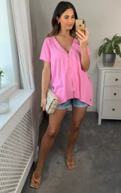 Coupon 🤩 Malissa J Collection Oversized Knit Cap Sleeve Top In Pink 🎁