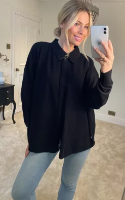 Budget ❤️ Malissa J Collection Knitted 👚 Shirt Jumper In Black 👍