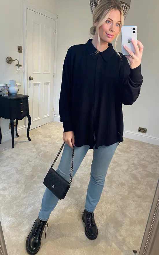Budget β€οΈ Malissa J Collection Knitted π Shirt Jumper In Black π - Image 2