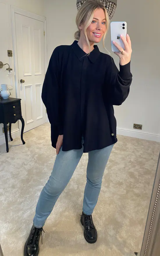 Budget β€οΈ Malissa J Collection Knitted π Shirt Jumper In Black π - Image 3