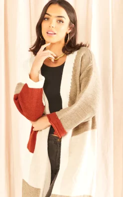 Flash Sale 💯 Jenerique Multicolour Longline Knitted Cardigan In Terracotta ⌛
