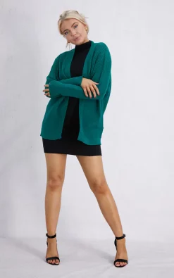 Outlet ⭐ Boutique Store Green Long Sleeve Open Front Knited Cardigan One Size Fit (10 To 14) 😉