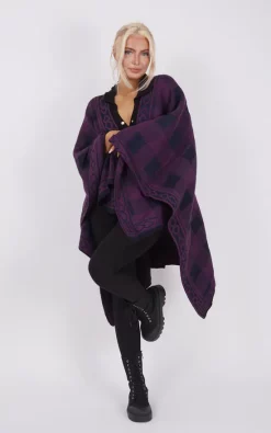 Deals 🧨 Boutique Store Purple & Navy Knitwear Poncho One Size Fit (10 18) 💯