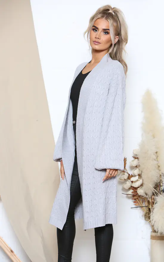 Best reviews of β Lucy Sparks Grey Cable Knit Relaxed Cardigan π - Image 2