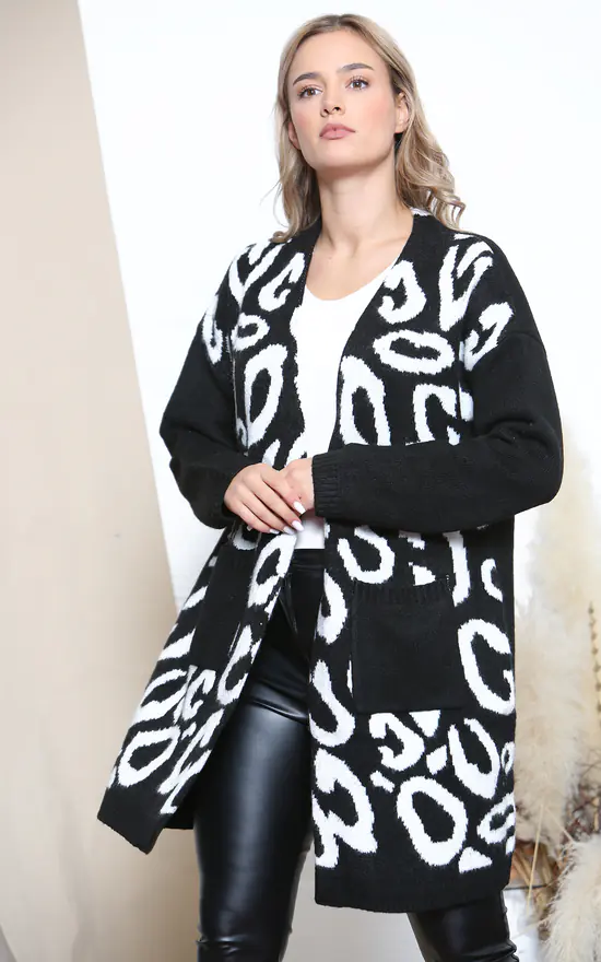 Flash Sale π Lucy Sparks Black/ White Leopard Print Smart Cardigan βοΈ - Image 2