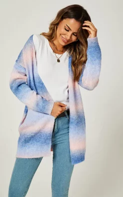Deals 💯 FS Collection Blue & Pink Rainbow Midi Cardigan ❤️