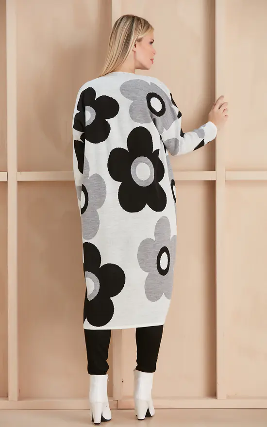 Brand new β¨ Jenerique Floral Print Longline Cardigan In Black/White π - Image 4