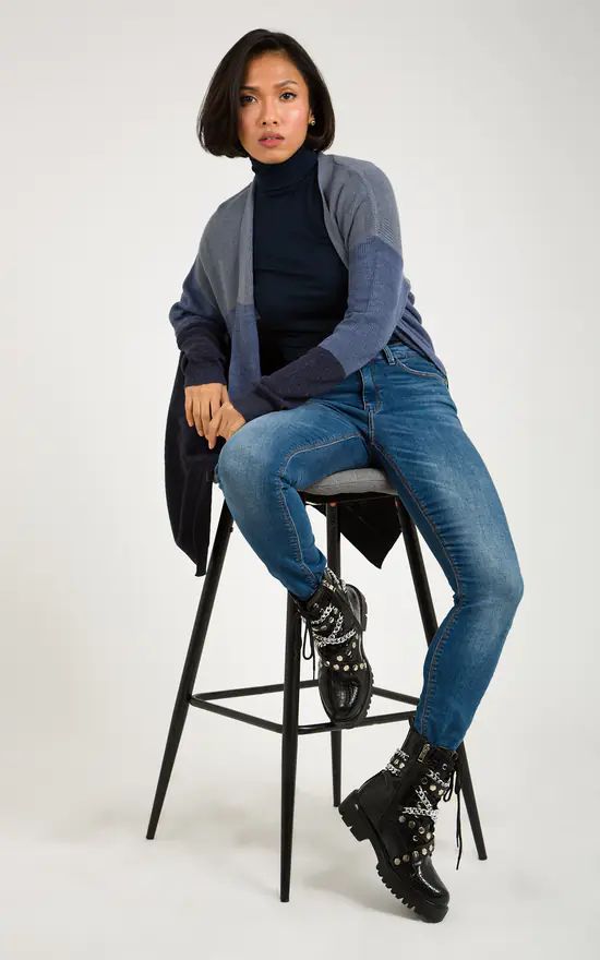 Cheap βοΈ KRISP Navy Colour Block Stripe Pattern Longline Cardigan π - Image 2