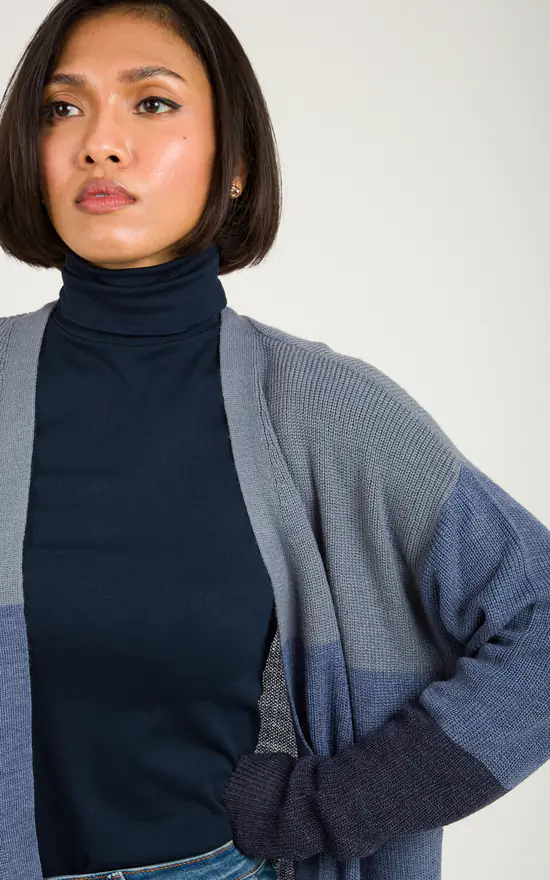 Cheap βοΈ KRISP Navy Colour Block Stripe Pattern Longline Cardigan π - Image 3