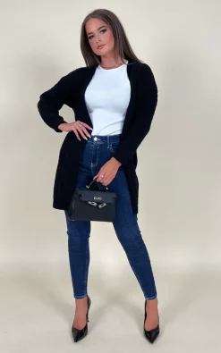 Outlet ✨ Girl In Mind Natalie Long Sleeve Cardigan Black ✔️