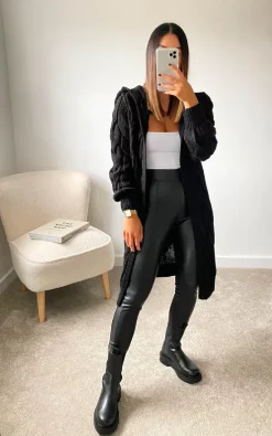 Coupon 😍 IKRUSH Safia Longline Knitted Cardigan In Black 🥰