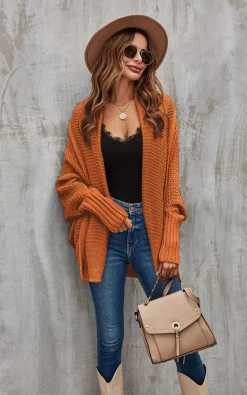 Top 10 ⌛ FS Collection Chunky Pleat Oversized Cardigan In Rusty Orange 😍