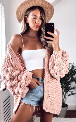 Buy ❤️ CY Boutique Knitted Cardigan With Oversized Sleeves In Pink ⭐