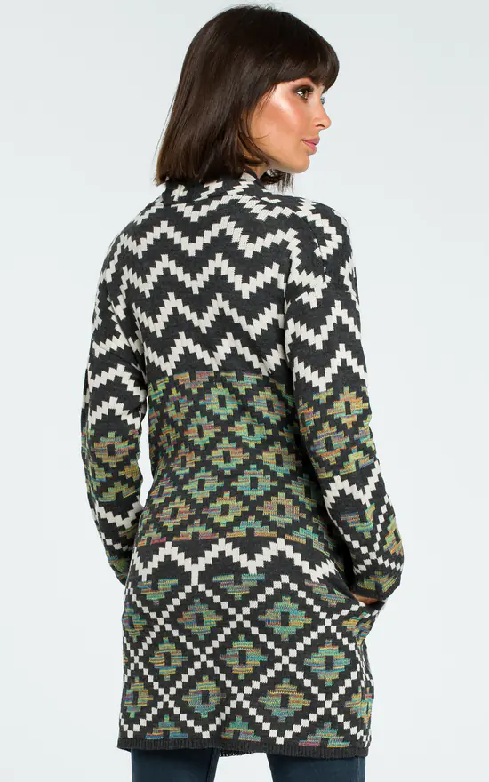 Best Sale ๐ MOE Multicolour Aztec Print Open Knit Cardigan ๐ - Image 3