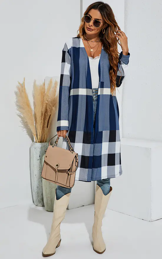 Best Pirce ๐ฅ FS Collection Check Oversized Cardigan In Navy & White ๐คฉ