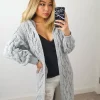 Promo ✨ GIGILAND UK Hooded Long Line Grey Cable Knit Cardigan ✨