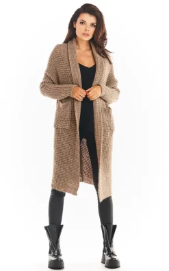 Buy 🔥 AWAMA Open Front Cardigan With Large Pockets In Beige 💯