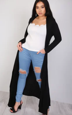 Budget 🥰 Oops Fashion Long Waterfall Cardigan In Black 🔔