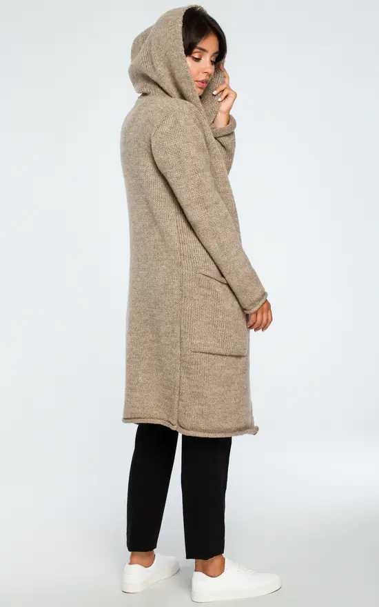 Best deal โค๏ธ MOE Light Brown Hooded Long Cardigan ๐ - Image 3