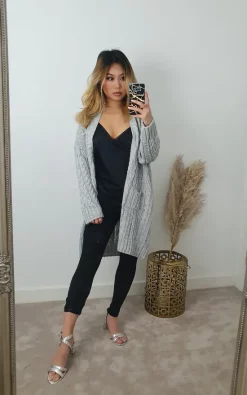 Deals 🎉 GIGILAND UK Grey Longline Knitted Cardigan With Pockets 🌟