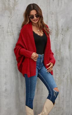 Top 10 🎉 FS Collection Chunky Pleat Oversized Cardigan In Dark Red 🧨