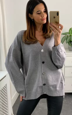 Cheapest 😉 Malissa J Collection Oversized Button Cardigan In Grey 😍