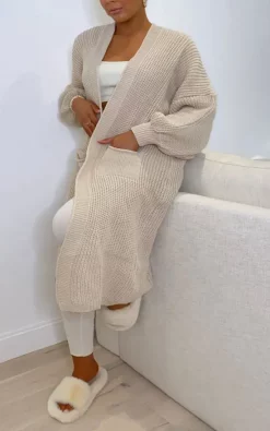 Outlet 🎁 GIGILAND UK Nude Bell Sleeve Oversized Longline Cardigan ⭐
